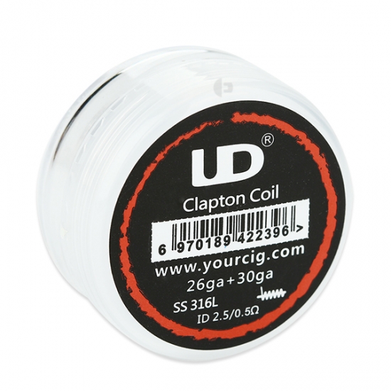 10x UD Twisted Fused Clapton SS316L Coil - 0,1 Ohm